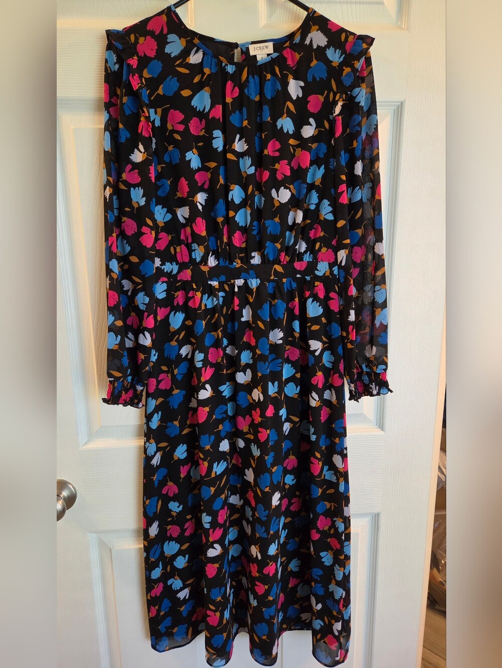 J. Crew Black Floral Midi Dress